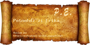 Petneházi Erika névjegykártya